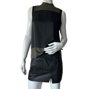 Trina Turk Black Leather Mini Skirt Zippered Size 2